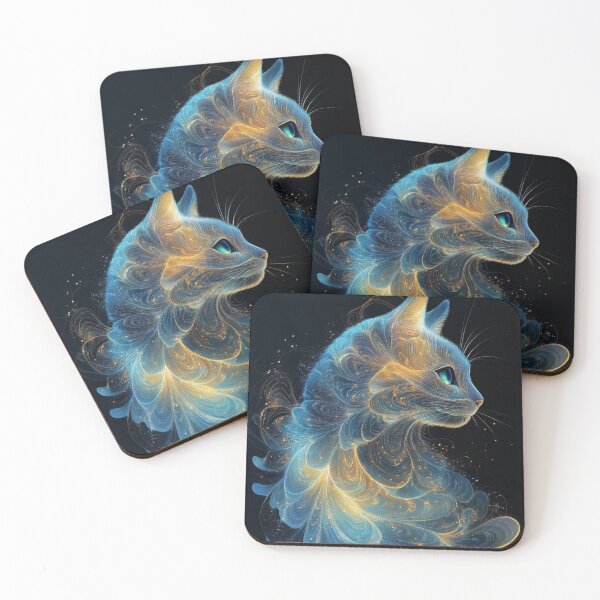 Item preview, biomorphic holographic cat art print designed and sold by dcrc.