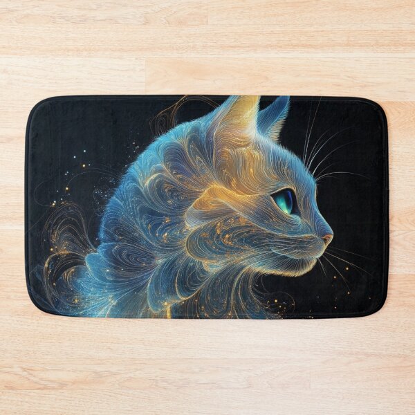 Item preview, biomorphic holographic cat art print designed and sold by dcrc.