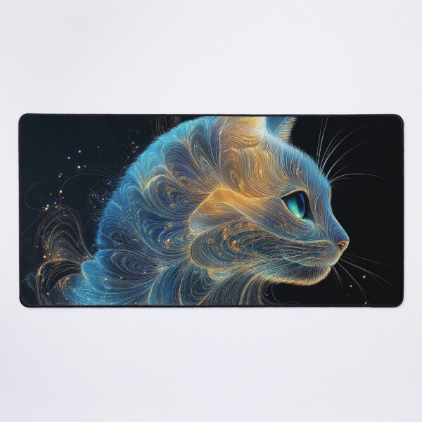 Item preview, biomorphic holographic cat art print designed and sold by dcrc.
