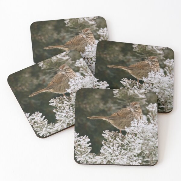 Item preview, Song Sparrow on frost covered tree 2 designed and sold by Cblifeisgood.