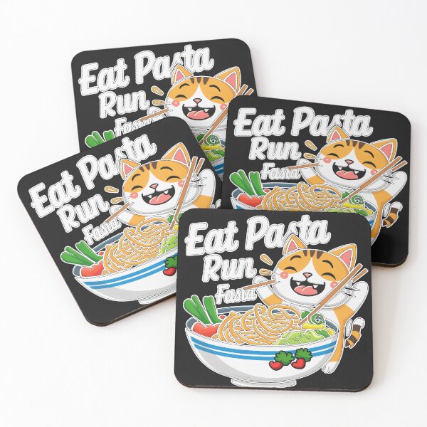 Item preview, Eat Pasta Run Fasta Happy Cat Eating Pasta for Pasta Lovers designed and sold by ViktoonShirts.