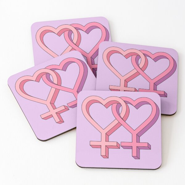 Item preview, Lesbian double venus symbol hearts designed and sold by BrontesWhimsyStore.