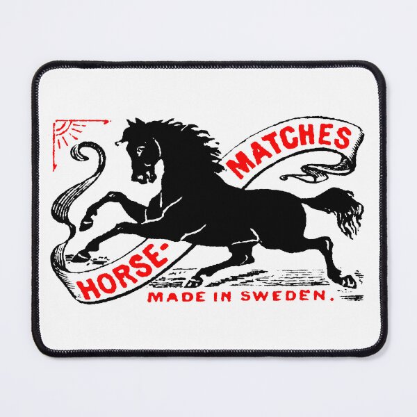 Item preview, Vintage Swedish Safety Matches Matchbox Art Black Horse designed and sold by Pixelchicken.
