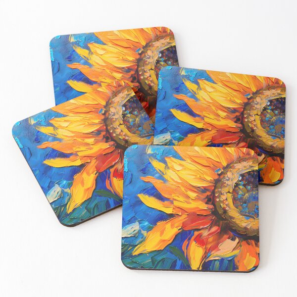 Item preview, Golden Sunburst- Vibrant Sunflower Blooms with Energy Against a Deep Blue Sky designed and sold by OlfactoART Studio.