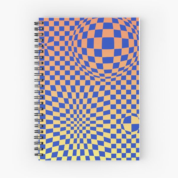 Artikelvorschau, Blaue Quadrate verzerrt, 70er-Stimmung, gelb-orange Farbverlauf entworfen und verkauft von ASKEW GRAPHICS.