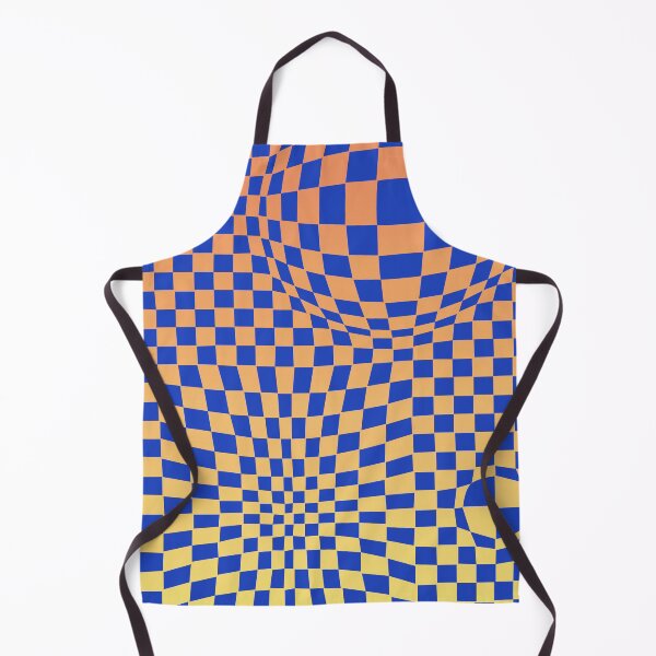 Artikelvorschau, Blaue Quadrate verzerrt, 70er-Stimmung, gelb-orange Farbverlauf entworfen und verkauft von ASKEW GRAPHICS.