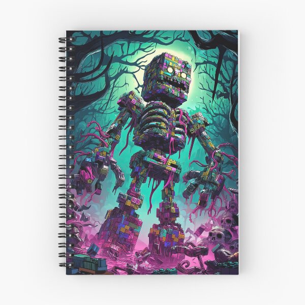 Item preview, Neon Block Monster Roaming Through Abandoned City Ruins designed and sold by Piotrek0001.