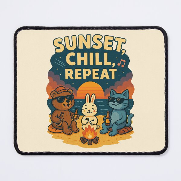 Item preview, Sunset Chill Repeat – Cute Beach Campfire Art designed and sold by Patternicity.
