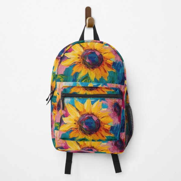 Artikelvorschau, Strahlende Sonnenblume – Kräftige abstrakte Blüten tanzen über einen lebendigen, wirbelnden Himmel entworfen und verkauft von OlfactoART Studio.
