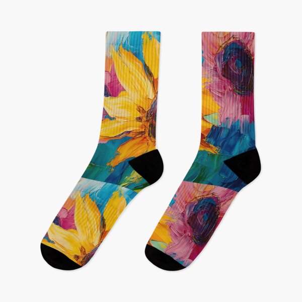 Item preview, Sunflower in Radiance- Bold Abstract Blooms Dance Across a Vibrant Swirling Sky designed and sold by OlfactoART Studio.