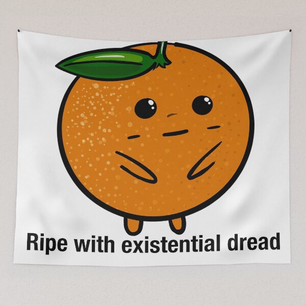 Item preview, Ripe with Existential Dread – Funny Awkward Orange Cartoon | Dark Humor Fruit Art designed and sold by graceirisart.