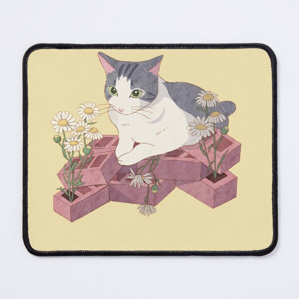 Item preview, Tabby piebald cat resting on chamomile bricks designed and sold by Petrikovvy.