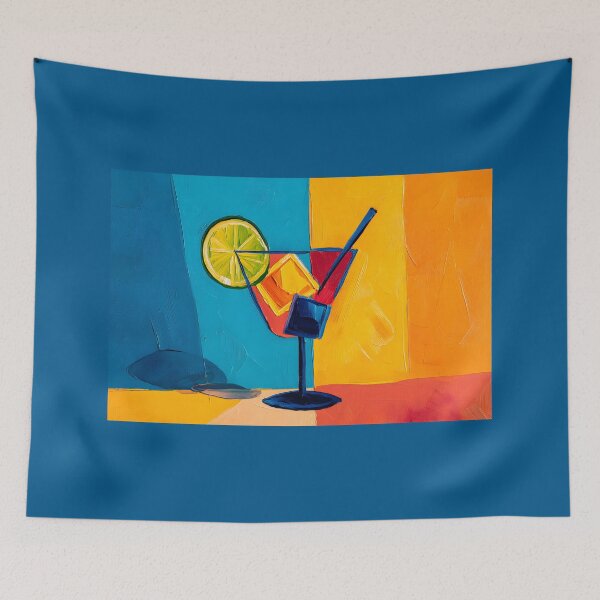 Item preview, Pop Art Cocktail Vibes - Bold Glass of Colorful Liquid with Lime Slice in Dynamic Composition designed and sold by OlfactoART Studio.
