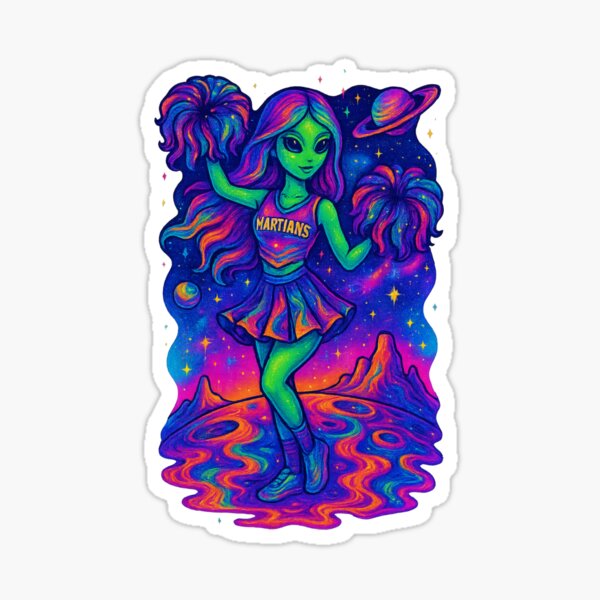 Item preview, Cosmic Alien Cheerleader - Trippy Martian Space Art designed and sold by Bloomvoid.