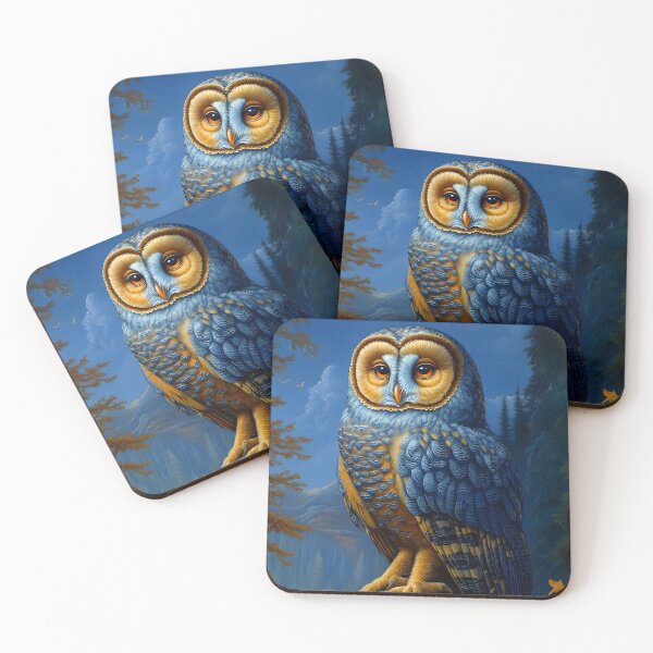 Item preview, Majestic owl perched on rock in serene forest setting. designed and sold by Artessie.