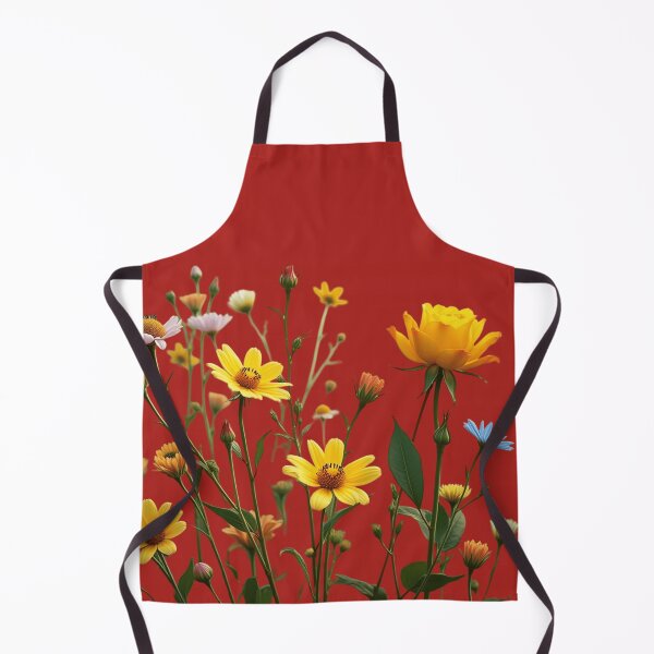 Item preview, Wildflowers and a Yellow Rose to the Right - Candy Apple Red Background #5009CRD designed and sold by Wildflower Rose.