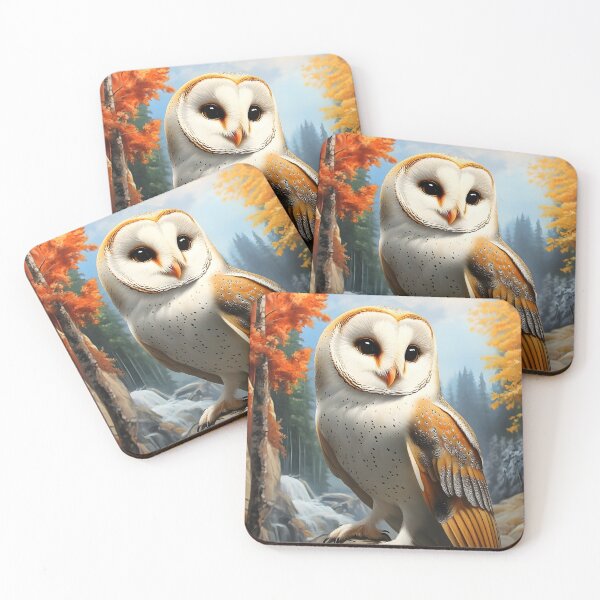 Item preview, Majestic barn owl in colorful autumn forest scenery designed and sold by Artessie.