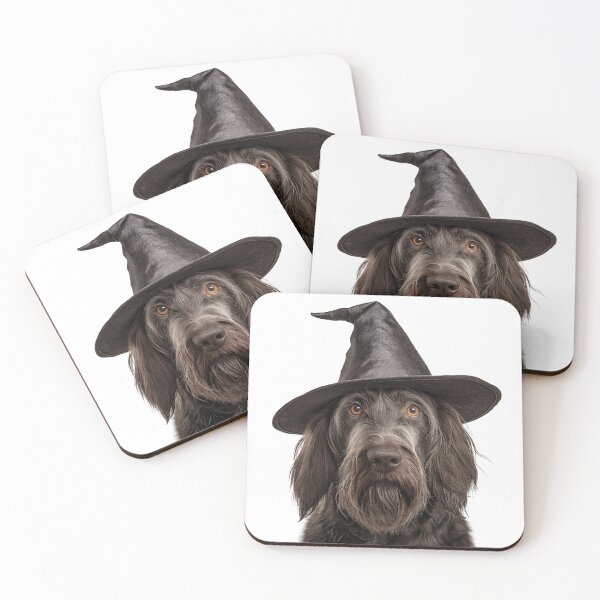 Item preview, Spinone Italiano dog Wearing Halloween Witch Hat designed and sold by LazyOwlStore.