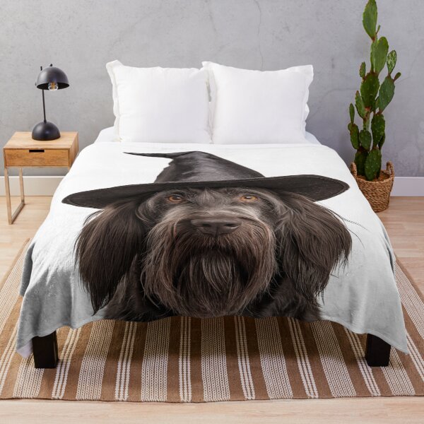 Item preview, Spinone Italiano dog Wearing Halloween Witch Hat designed and sold by LazyOwlStore.