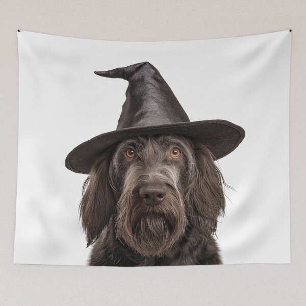 Item preview, Spinone Italiano dog Wearing Halloween Witch Hat designed and sold by LazyOwlStore.