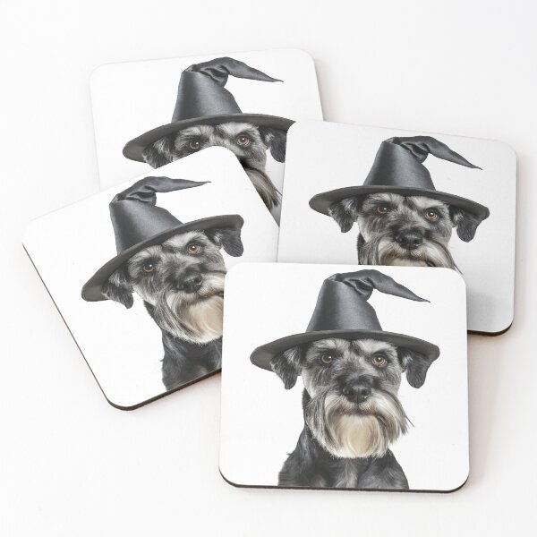 Artikelvorschau, Standard Schnauzer Hund trägt Halloween Hexenhut entworfen und verkauft von LazyOwlStore.