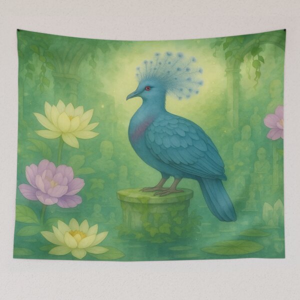Item preview, Victoria Crowned Pigeon in the Hidden Garden designed and sold by mia-miranda.