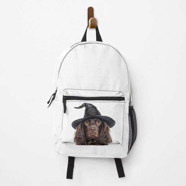 Item preview, Sussex Spaniel dog Wearing Halloween Witch Hat designed and sold by LazyOwlStore.