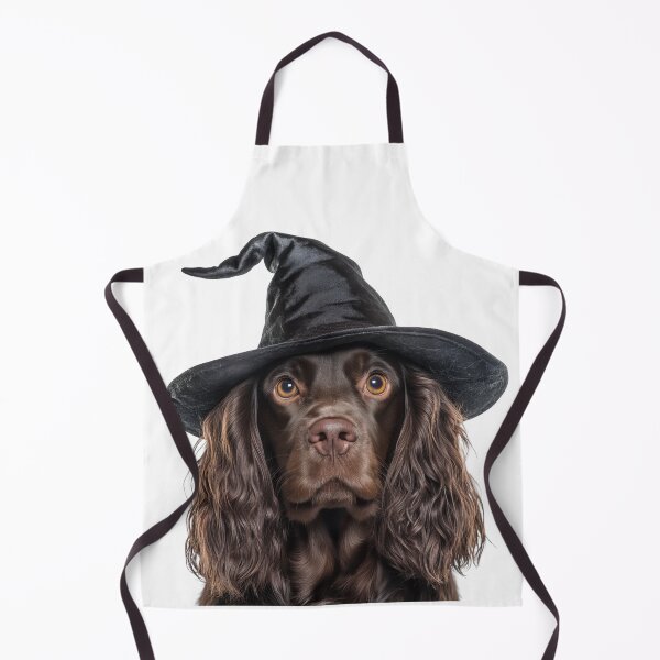 Item preview, Sussex Spaniel dog Wearing Halloween Witch Hat designed and sold by LazyOwlStore.
