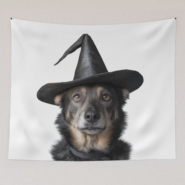 Item preview, Swedish Vallhund dog Wearing Halloween Witch Hat designed and sold by LazyOwlStore.