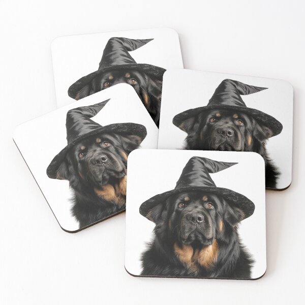 Item preview, Tibetan Mastiff dog Wearing Halloween Witch Hat designed and sold by LazyOwlStore.