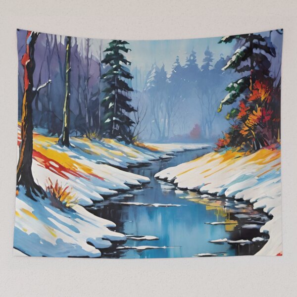 Item preview, landscape, winter, forest, river, nature, designed and sold by DonnaBlankaArt.