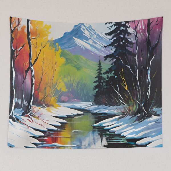 Item preview, landscape, winter, forest, river, nature, designed and sold by DonnaBlankaArt.