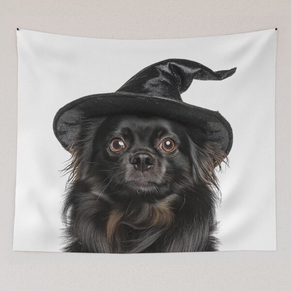 Item preview, Tibetan Spaniel dog Wearing Halloween Witch Hat designed and sold by LazyOwlStore.