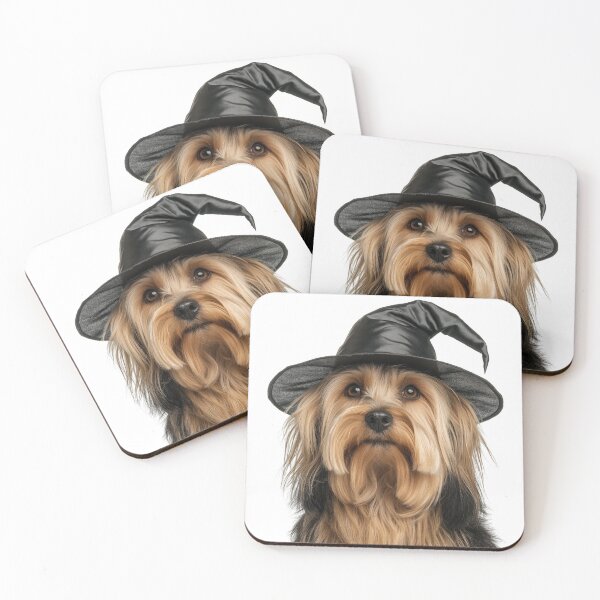 Item preview, Tibetan Terrier dog Wearing Halloween Witch Hat designed and sold by LazyOwlStore.