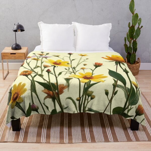 Item preview, Wildflowers and a Yellow Rose to the Right - Butter Cream Background #5009BCR designed and sold by Wildflower Rose.