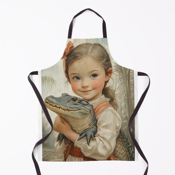 Item preview, Little girl holding baby alligator with gentle smile designed and sold by Artessie.