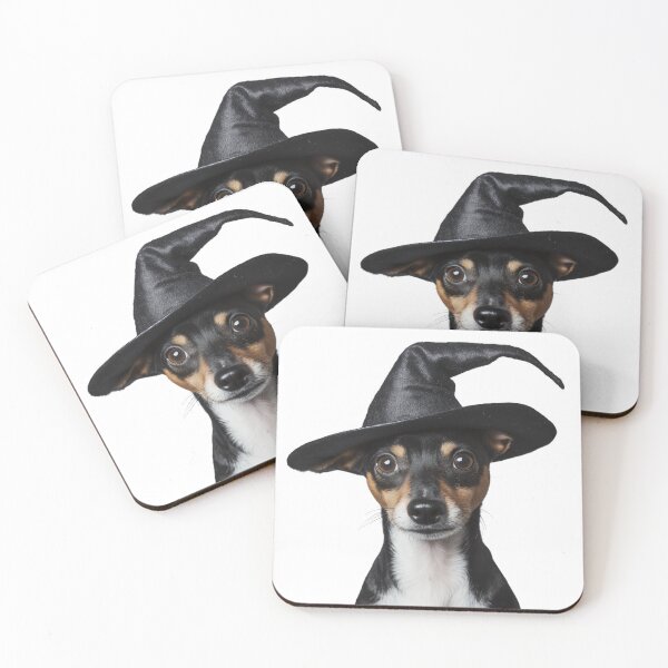 Item preview, Toy Fox Terrier dog Wearing Halloween Witch Hat designed and sold by LazyOwlStore.