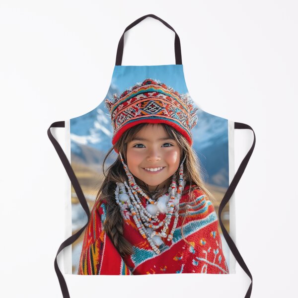 Item preview, Smiling child in colorful attire among snowy mountains designed and sold by Artessie.
