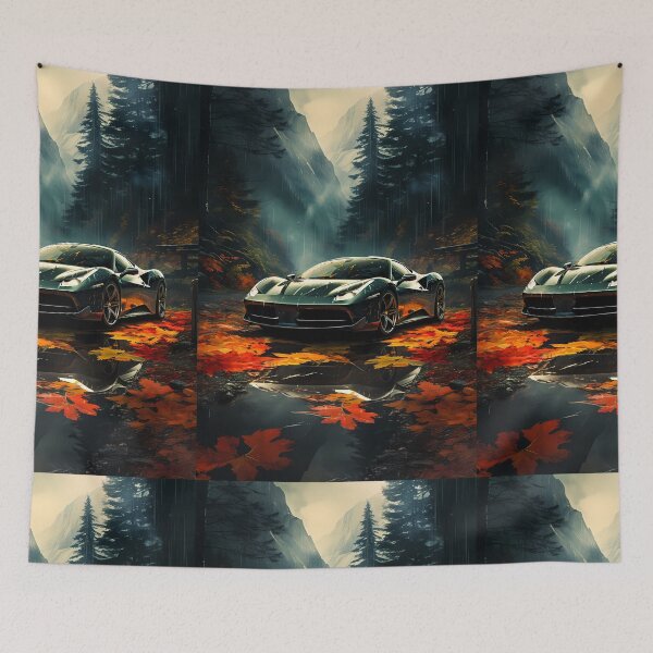 Item preview, Supercar Reflections On Leaf Covered Forest Road designed and sold by RevUpDesign.
