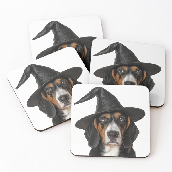 Item preview, Treeing Walker Coonhound dog Wearing Halloween Witch Hat designed and sold by LazyOwlStore.