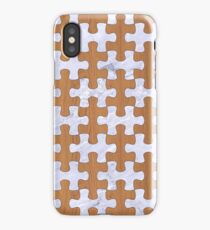 PUZZLE1 WHITE MARBLE & LIGHT MAPLE WOOD iPhone Case