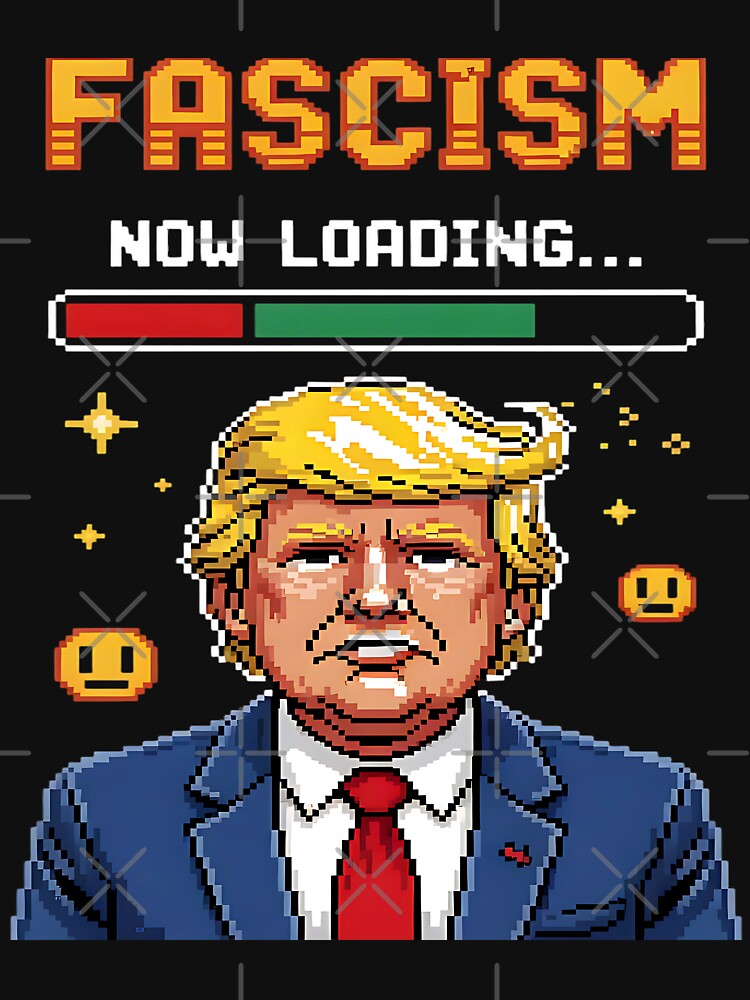 Thumbnail 7 of 7, Classic T-Shirt, Fascism Loading Retro 8-Bit Dictator Warning T-shirt designed and sold by EthosWear.