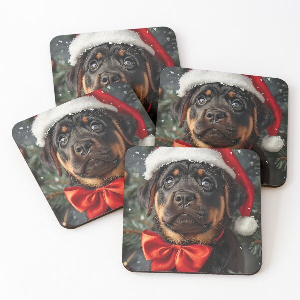 Artikelvorschau, Junger Rottweiler-Welpe für Weihnachtsstimmung gekleidet entworfen und verkauft von MountAshDesigns.