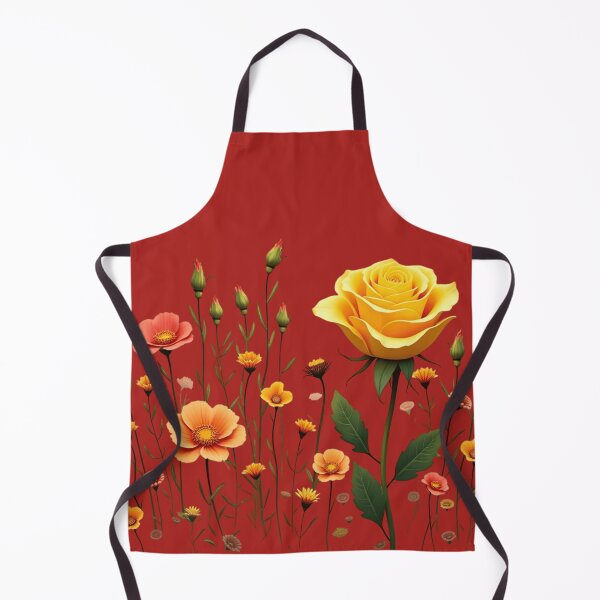 Item preview, Wildflowers and a Yellow Rose to the Right #2 - Candy Apple Red Background #5010CRD designed and sold by Wildflower Rose.