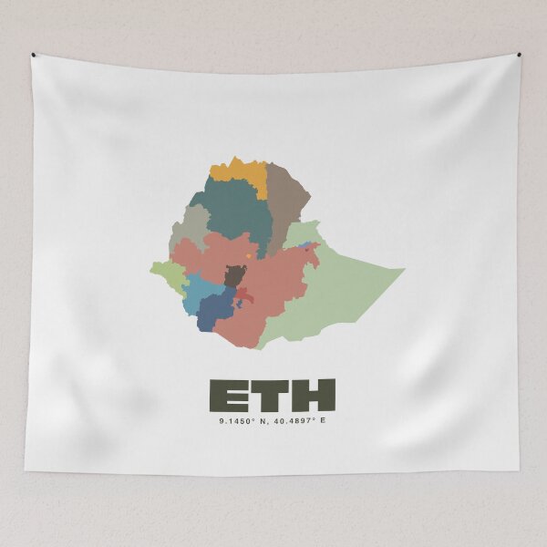 Item preview, Ethiopia Map Print - Colorful Region Map Print designed and sold by CartoPrints.