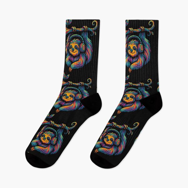 Item preview, Psychedelic Cute Sloth Listening to Music designed and sold by Ambient Mind Design.