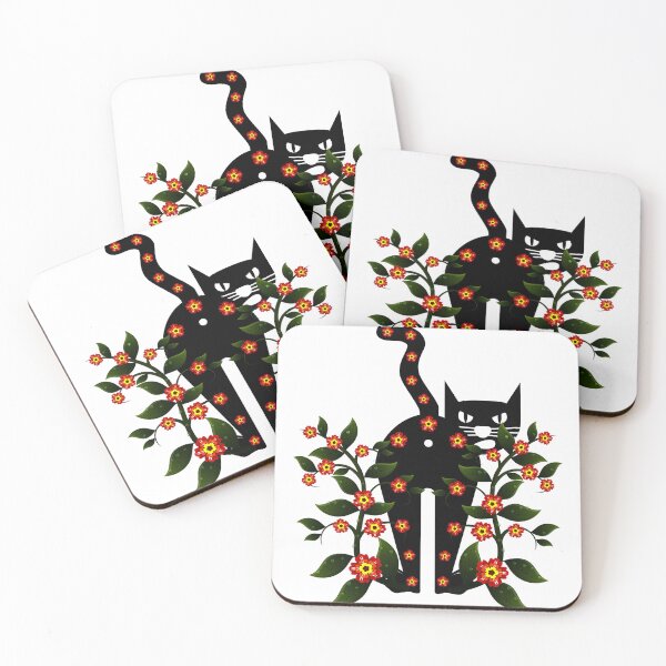 Item preview, Cute black cat With Flowers designed and sold by Best-Art-Design.