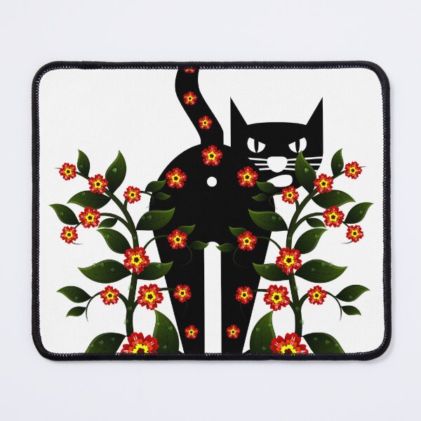 Item preview, Cute black cat With Flowers designed and sold by Best-Art-Design.