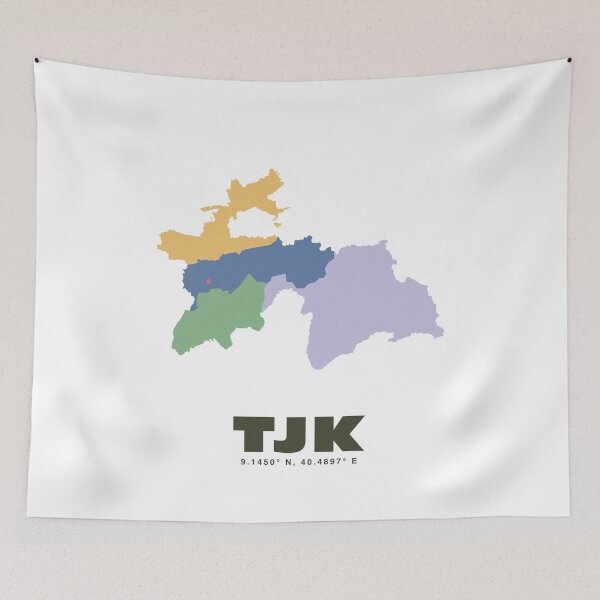 Item preview, Tajikistan Map Print - Colorful Region Map Print designed and sold by CartoPrints.