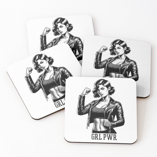 Item preview, Strong Woman GRL PWR Rockabilly Leather Jacket Gift designed and sold by Pineapple-Tree.